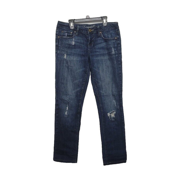 American Eagle Skinny 77 Distressed Jeans Womens Size 6 Long Stretch Denim - Picture 1 of 9